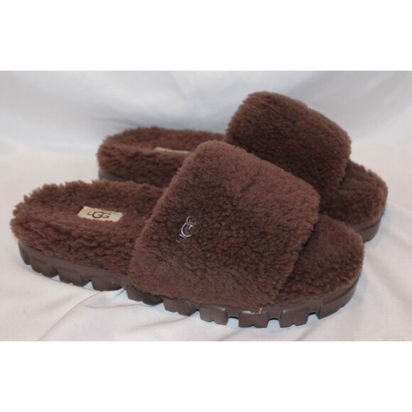 UGG Brown Fluffy Slippers - Picture 1 of 6